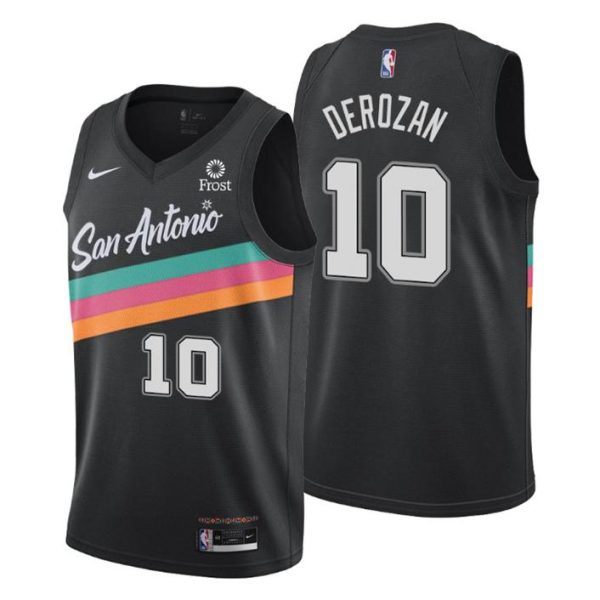 2020-21 #10 DeMar DeRozan San Antonio Spurs Trikot Schwarz City Edition