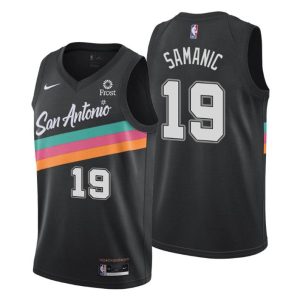 2020-21 #19 Luka Samanic San Antonio Spurs Trikot Schwarz City Edition