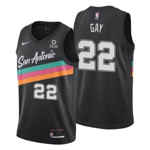 2020-21 #22 Rudy Gay San Antonio Spurs Trikot Schwarz City Edition