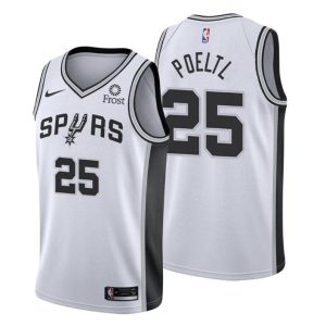 2020-21 #25 Jakob Poeltl San Antonio Spurs Trikot Weiß Association Edition