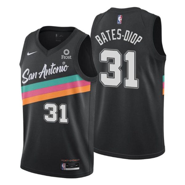 2020-21 #31 Keita Bates-Diop San Antonio Spurs Trikot Schwarz City Edition