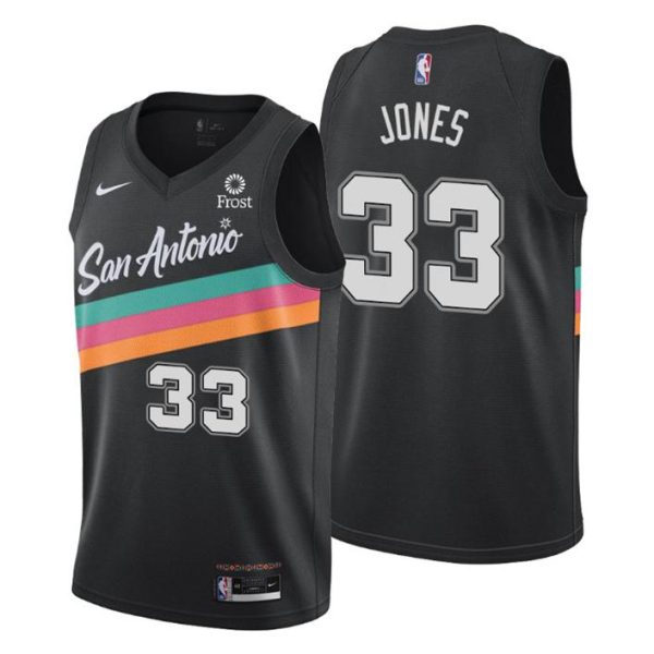 2020-21 #33 Tre Jones San Antonio Spurs Trikot Schwarz City Edition