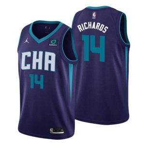 2020-21 Charlotte Hornets Trikot #14 Nick Richards Lila Statement Edition