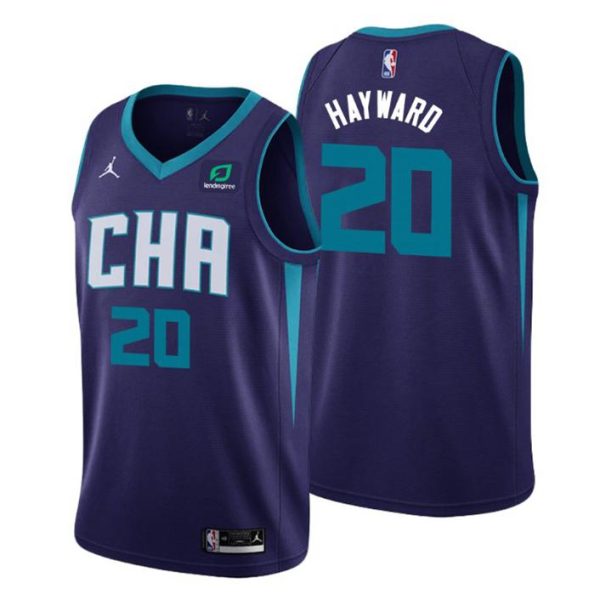 2020-21 Charlotte Hornets Trikot #20 Gordon Hayward Lila Statement Edition