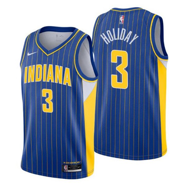 2020-21 Indiana Pacers Trikot Swingman Aaron Holiday No. 3 City Edition Blau