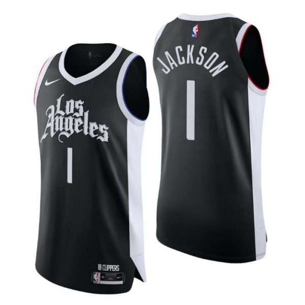 2020-21 Los Angeles Clippers Trikot No.1 Reggie Jackson City Edition Schwarz