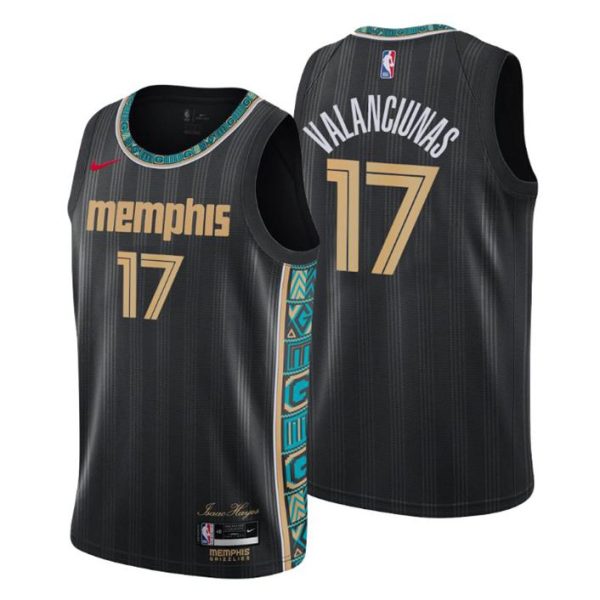 2020-21 Memphis Grizzlies Trikot Swingman Jonas Valanciunas No. 17 City Edition Schwarz