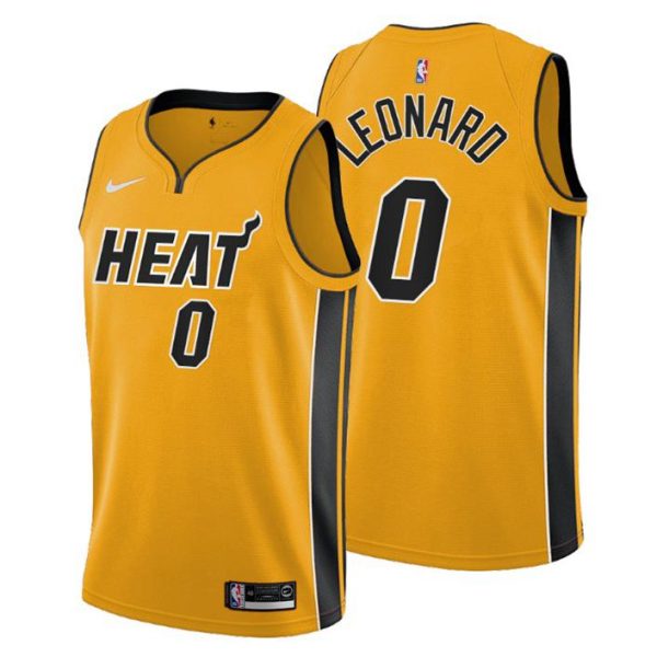 2020-21 Miami Heat Trikot No.0 Meyers Leonard Earned Edition Gelb