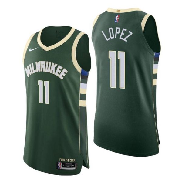 2020-21 Milwaukee Bucks Trikot Icon Edition Authentic 11 #Brook Lopez Hunter Grün