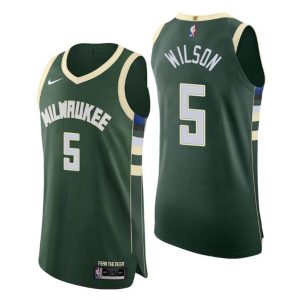 2020-21 Milwaukee Bucks Trikot Icon Edition Authentic 5 #D. J. Wilson Hunter Grün