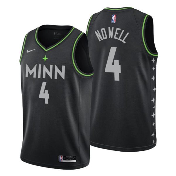 2020-21 Minnesota Timberwolves Trikot Swingman Jaylen Nowell No. 4 City Edition Schwarz