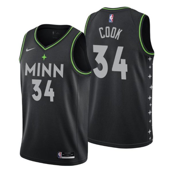 2020-21 Minnesota Timberwolves Trikot Swingman Tyler Cook No. 34 City Edition Schwarz