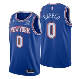 2020-21 New York Knicks Trikot #0 Jared Harper Blau Statement Edition