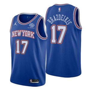 2020-21 New York Knicks Trikot #17 Ignas Brazdeikis Blau Statement Edition