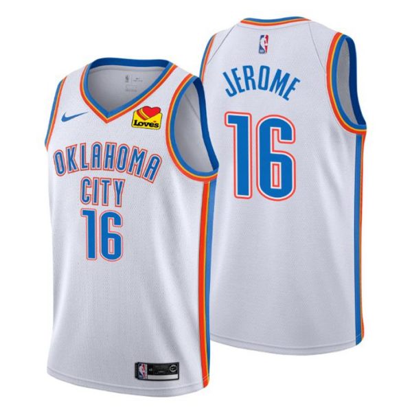 2020-21 Oklahoma City Thunder Trikot #16 Ty Jerome Patch Love’s Travel Stops Weiß Associateion Edition