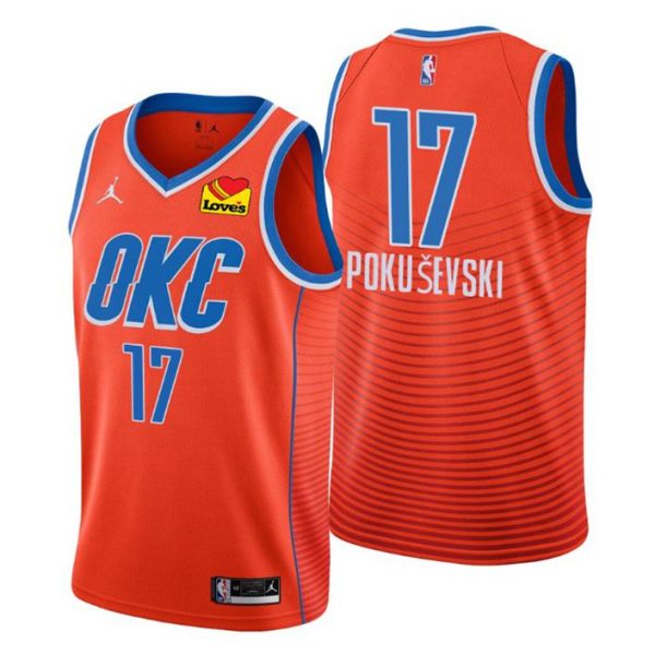 2020-21 Oklahoma City Thunder Trikot #17 Aleksej Pokusevski Orange Statement Edition