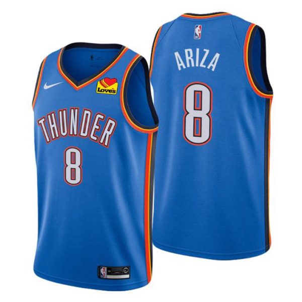 2020-21 Oklahoma City Thunder Trikot #8 Trevor Ariza Patch Love’s Travel Stops Blau Icon Edition