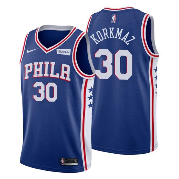 2020-21 Philadelphia 76ers Trikot #30 Furkan Korkmaz Blau Icon Edition