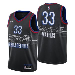 2020-21 Philadelphia 76ers Trikot Swingman Dakota Mathias No. 33 City Edition Schwarz