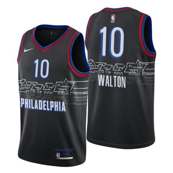 2020-21 Philadelphia 76ers Trikot Swingman Derrick Walton Jr No. 10 City Edition Schwarz