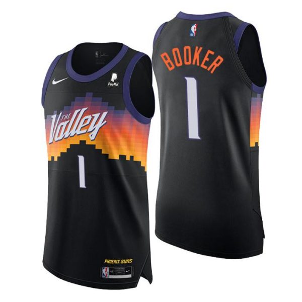 2020-21 Phoenix Suns Trikot No.1 Devin Booker City Edition Schwarz