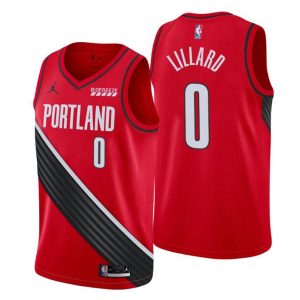 2020-21 Portland Trail Blazers Trikot #0 Damian Lillard Rot Statement Edition