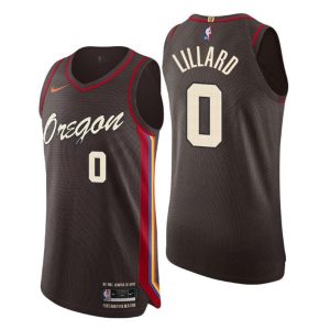 2020-21 Portland Trail Blazers Trikot No.0 Damian Lillard City Edition Chocolate