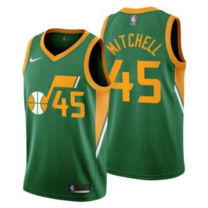 2020-21 Utah Jazz Trikot No.45 Donovan Mitchell Earned Edition Grün