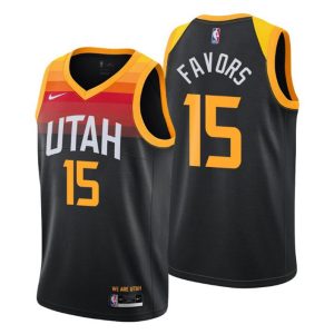 2020-21 Utah Jazz Trikot Swingman Derrick Favors No. 15 City Edition Schwarz