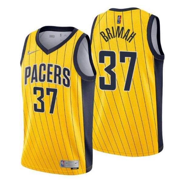 2021 Indiana Pacers Trikot Earned #37 Amida Brimah Gold