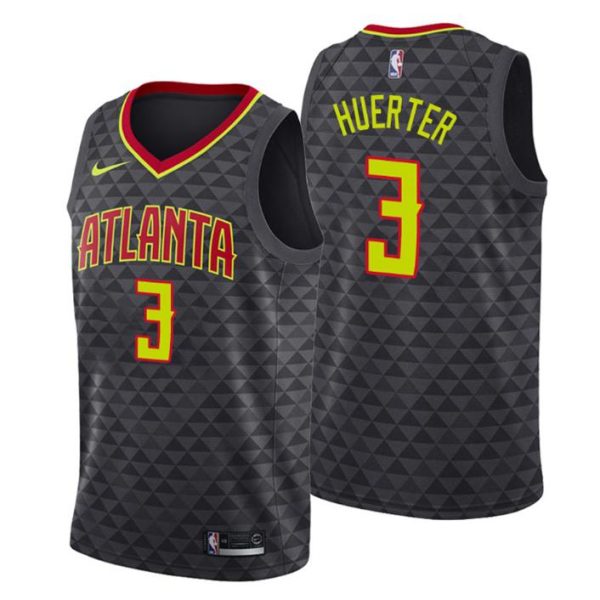 Atlanta Hawks Trikot #3 Kevin Huerter Icon Edition Schwarz Swingman – Herren