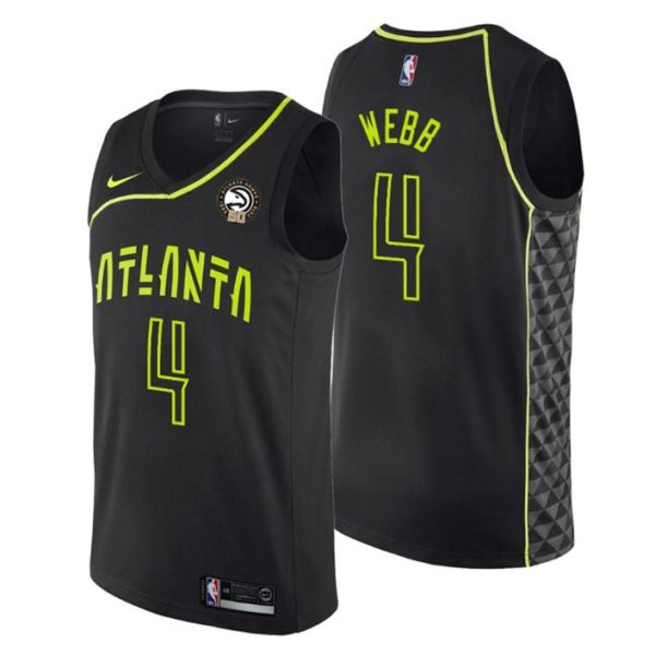 Atlanta Hawks Trikot #4 Spud Webb 50th Anniversary City Edition Schwarz Swingman – Herren