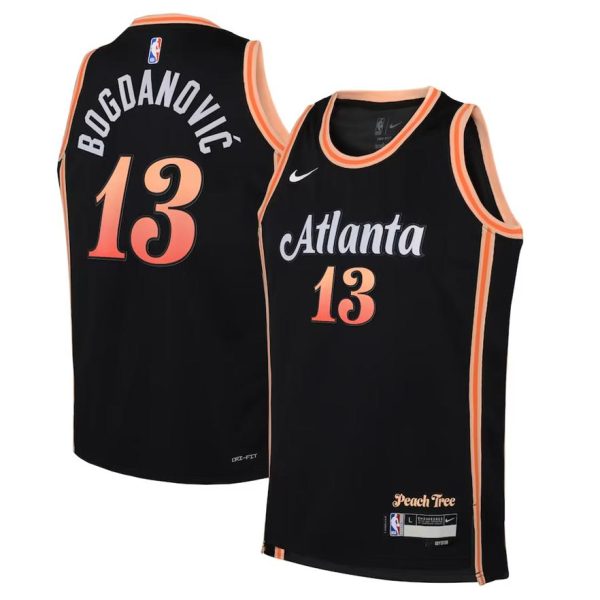 Atlanta Hawks Trikot Bogdan Bogdanovic 13 Nike City Edition Swingman  Schwarz – Kinder