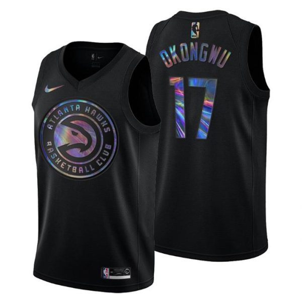 Atlanta Hawks Trikot Onyeka Okongwu #17 Iridescent Holographic Schwarz- Herren