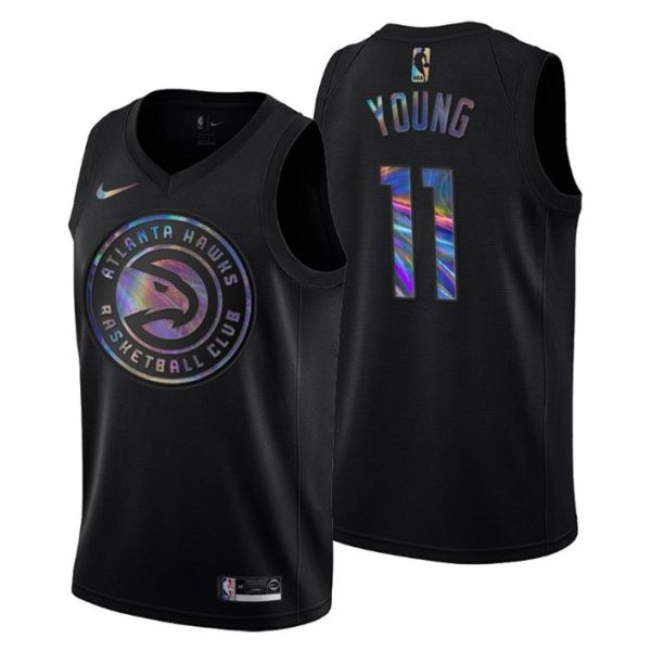 Atlanta Hawks Trikot Trae Young #11 Iridescent Holographic Schwarz – Herren