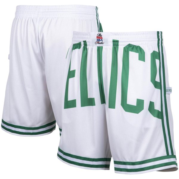 Boston Celtics Mitchell & Ness Hardwood Classics 1986 NBA Finals Big Face 2.0 Shorts – Weiß