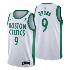 Boston Celtics Trikot City Edition Moses Braun #9 Weiß Swingman – Herren
