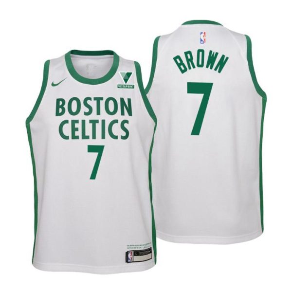 Boston Celtics Trikot Jaylen Braun No.7 City Weiß 2020-21 Kinder