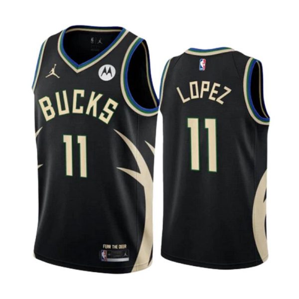 Brook Lopez 11 Milwaukee Bucks Trikot Jordan Statement Edition 2022-23 Schwarz Version Swingman Herren