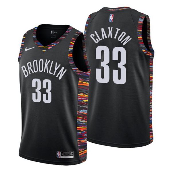 Brooklyn Nets Trikot #33 Nicolas Claxton City Schwarz 2019-20 Swingman – Herren