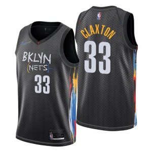 Brooklyn Nets Trikot City Edition #33 Nicolas Claxton Schwarz