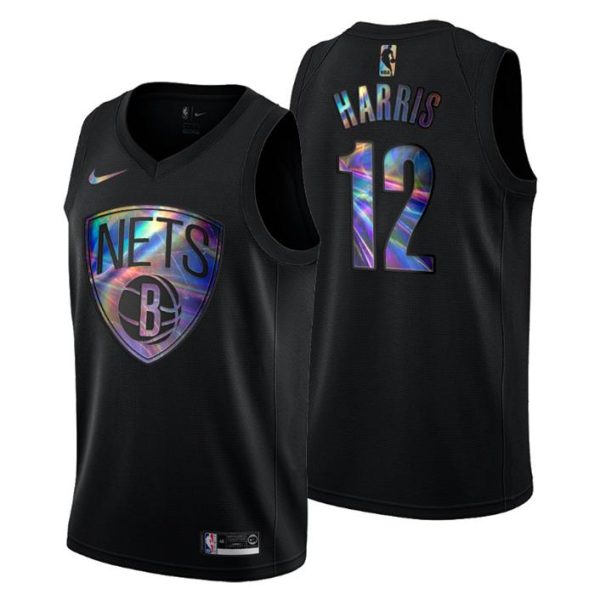 Brooklyn Nets Trikot Joe Harris #12 Iridescent Holographic Schwarz