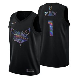 Charlotte Hornets Trikot Malik Monk #1 Iridescent Holographic Schwarz