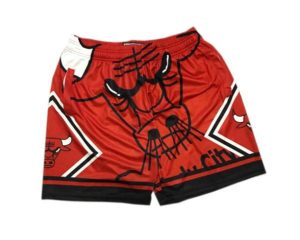 Chicago Bulls Big Face Basketball Shorts Rot Hardwood Classics