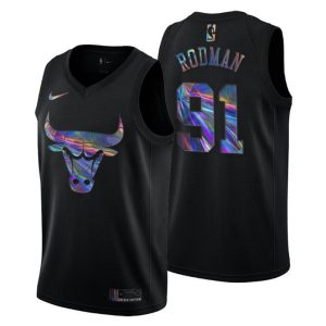Chicago Bulls Trikot Dennis Rodman #91 Iridescent Holographic Schwarz