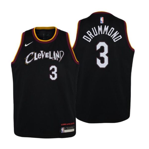 Cleveland Cavaliers Trikot Andre Drummond No.3 City Schwarz 2020-21 Kinder