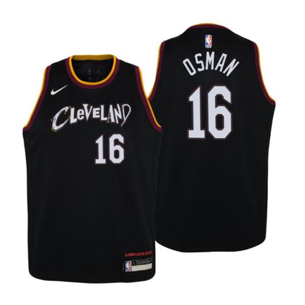 Cleveland Cavaliers Trikot Cedi Osman No.16 City Schwarz 2020-21 Kinder