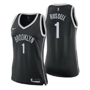 Damen Brooklyn Nets Trikot #1 D’Angelo Russell Icon Edition Schwarz Swingman