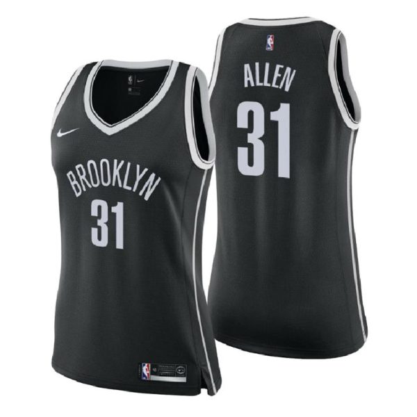 Damen Brooklyn Nets Trikot #31 Jarrett Allen Icon Edition Schwarz Swingman