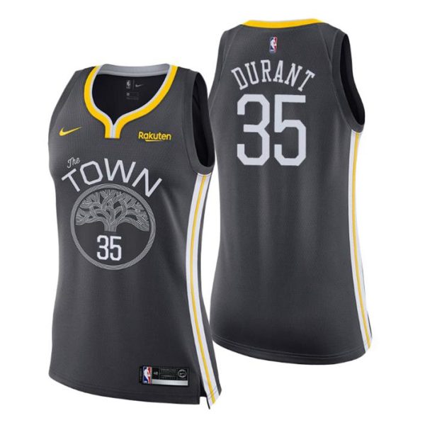 Damen Golden State Warriors Trikot #35 Kevin Durant Statement Grau Swingman